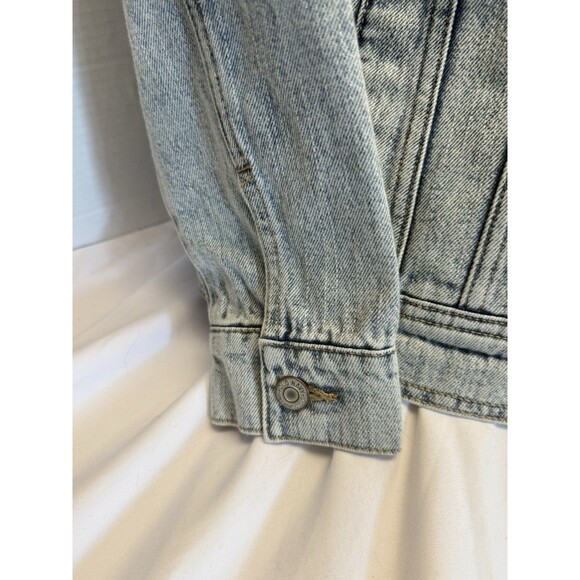 Old Navy Womens Denim Jacket Petite SM Sherpa Lining Flap Pockets Western - Picture 10 of 14